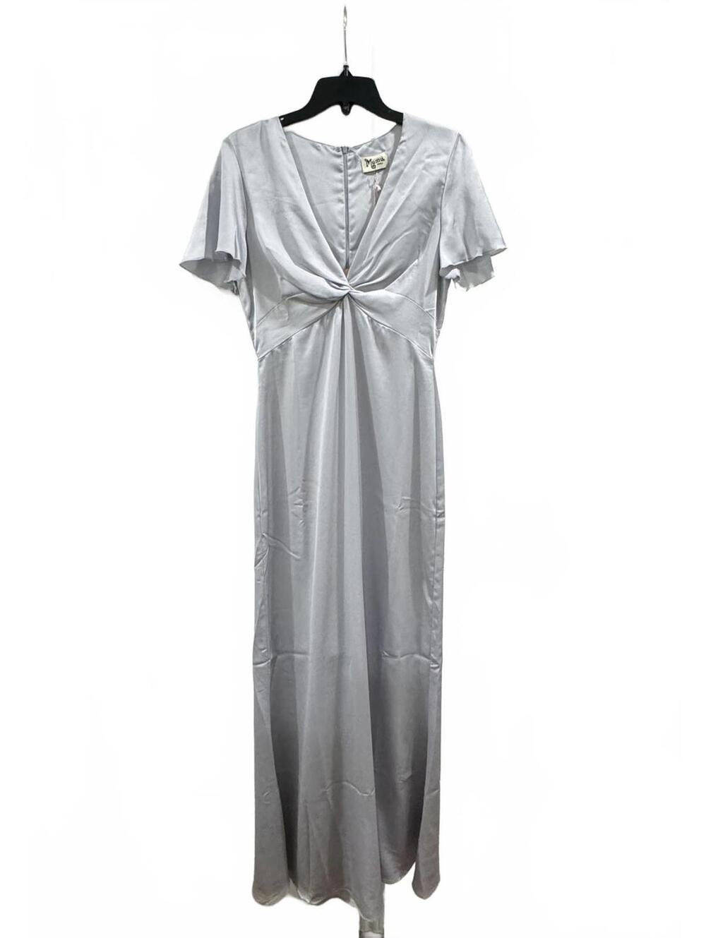 NWT Show Me Your Mumu Silver Satin Rome Twist Gown Maxi Dress Small